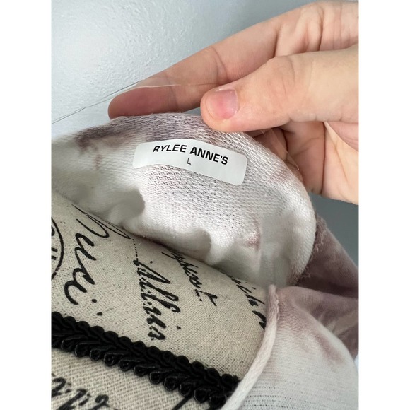 White and purple tie dye rolled raw hem long sleeve sweater - Picture 4 of 9